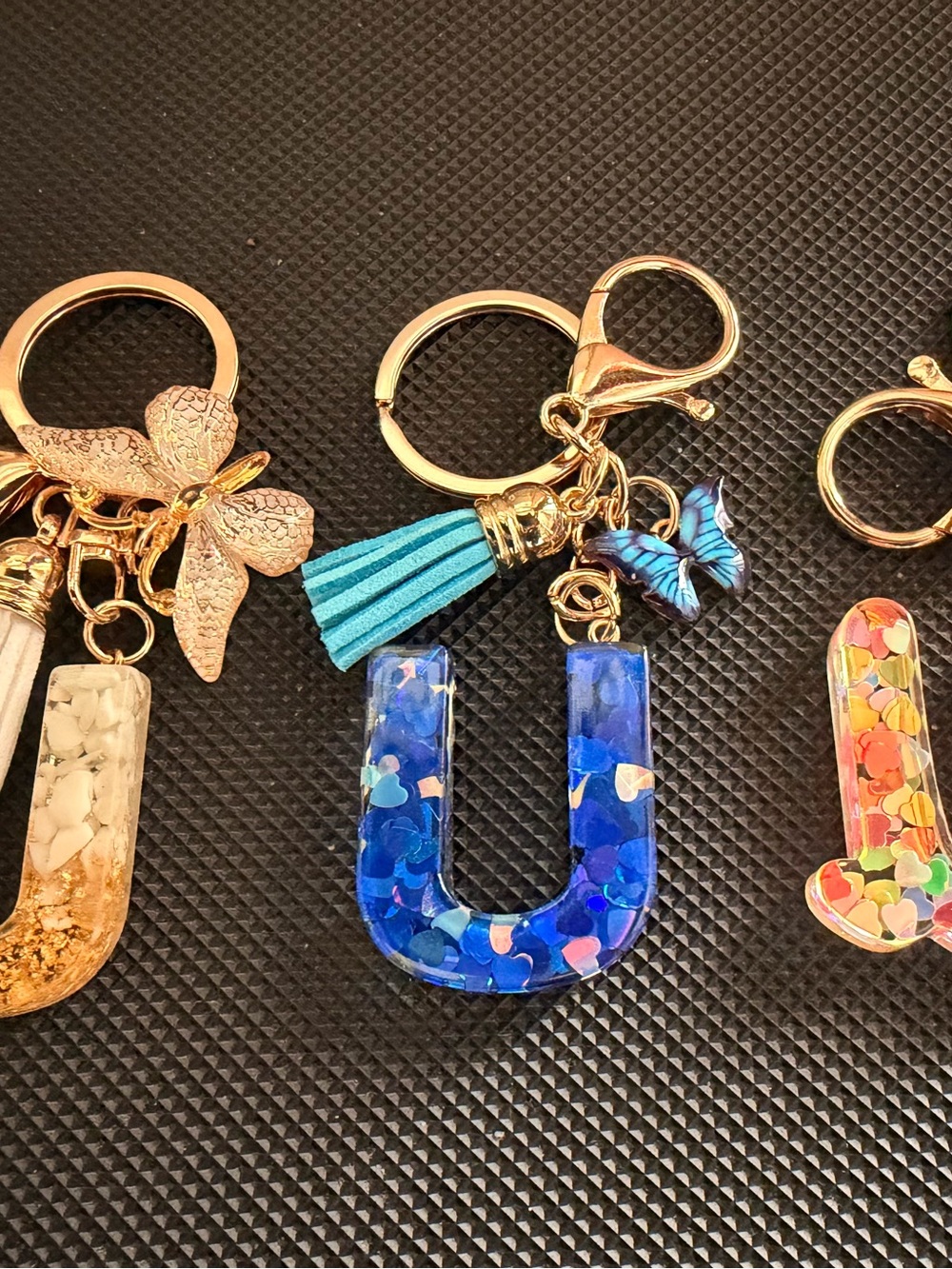 3-Pack U Initial Letter Keychain Set – 5 Unique Styles for Women & Girls